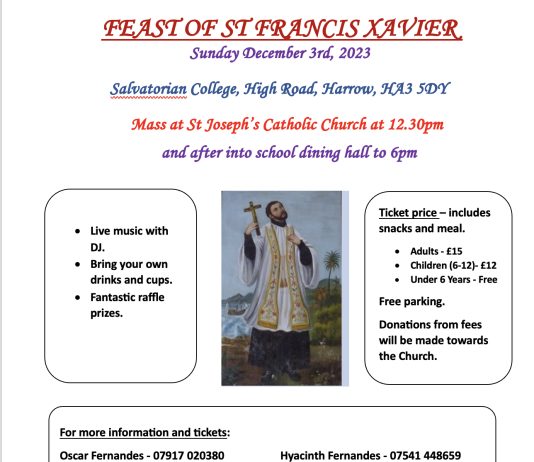 Celebrate the feast of St Francis Xavier Mass at st josepsphs church