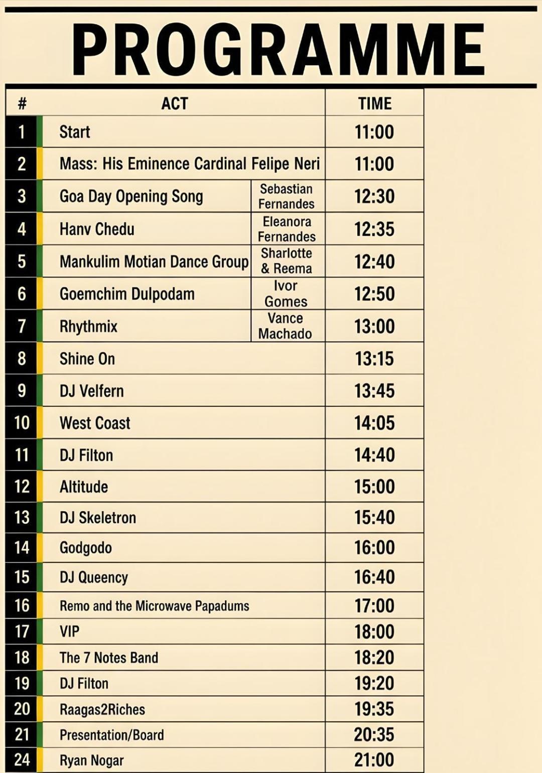 festival agenda